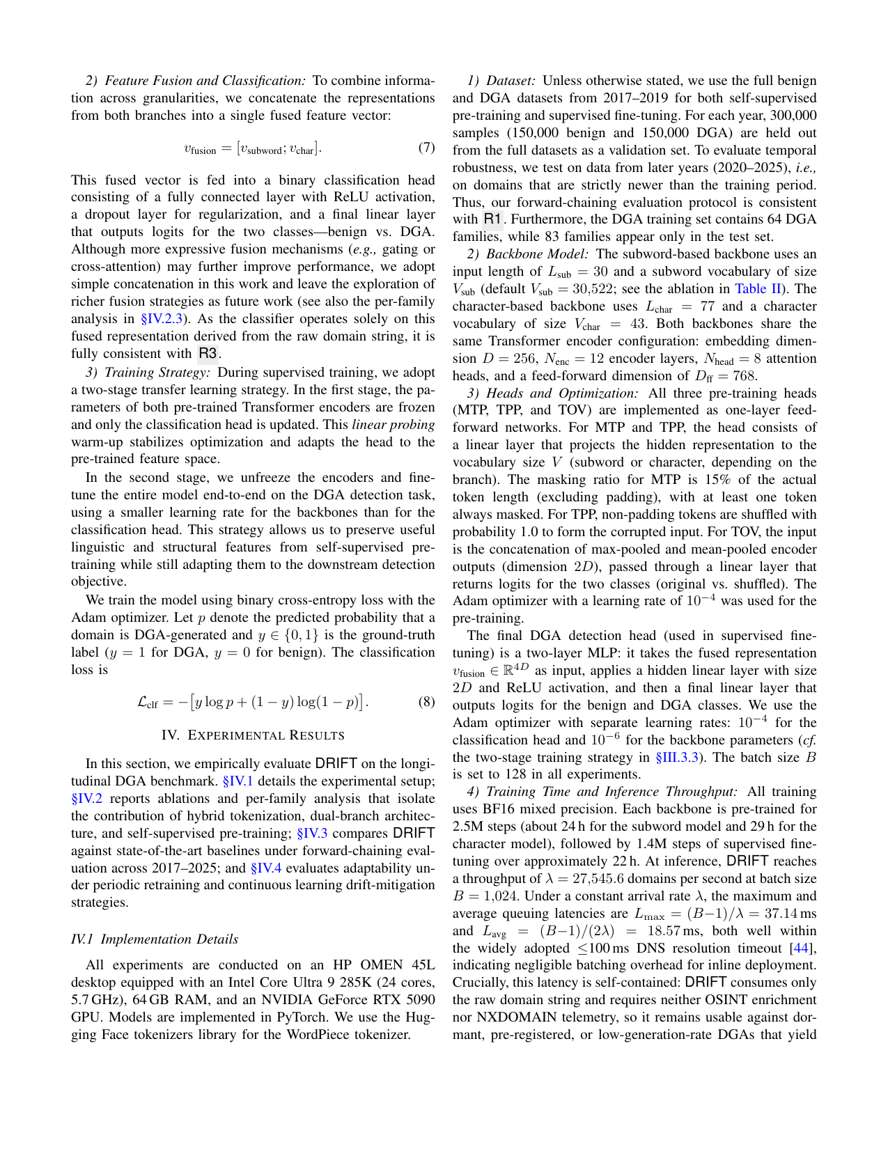 DRIFT: Drift-Resilient Invariant-Feature Transformer for DGA Detection — page 8