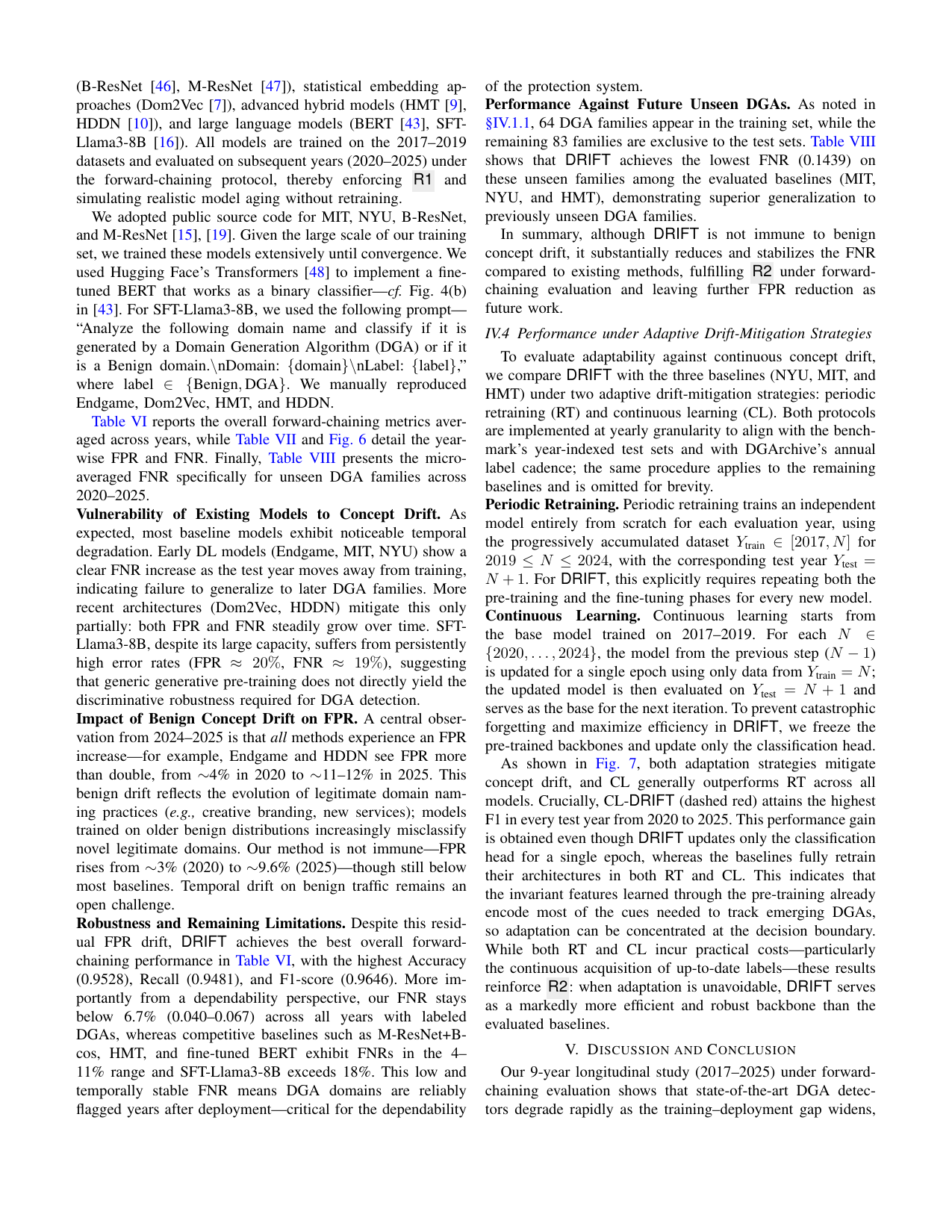DRIFT: Drift-Resilient Invariant-Feature Transformer for DGA Detection — page 11