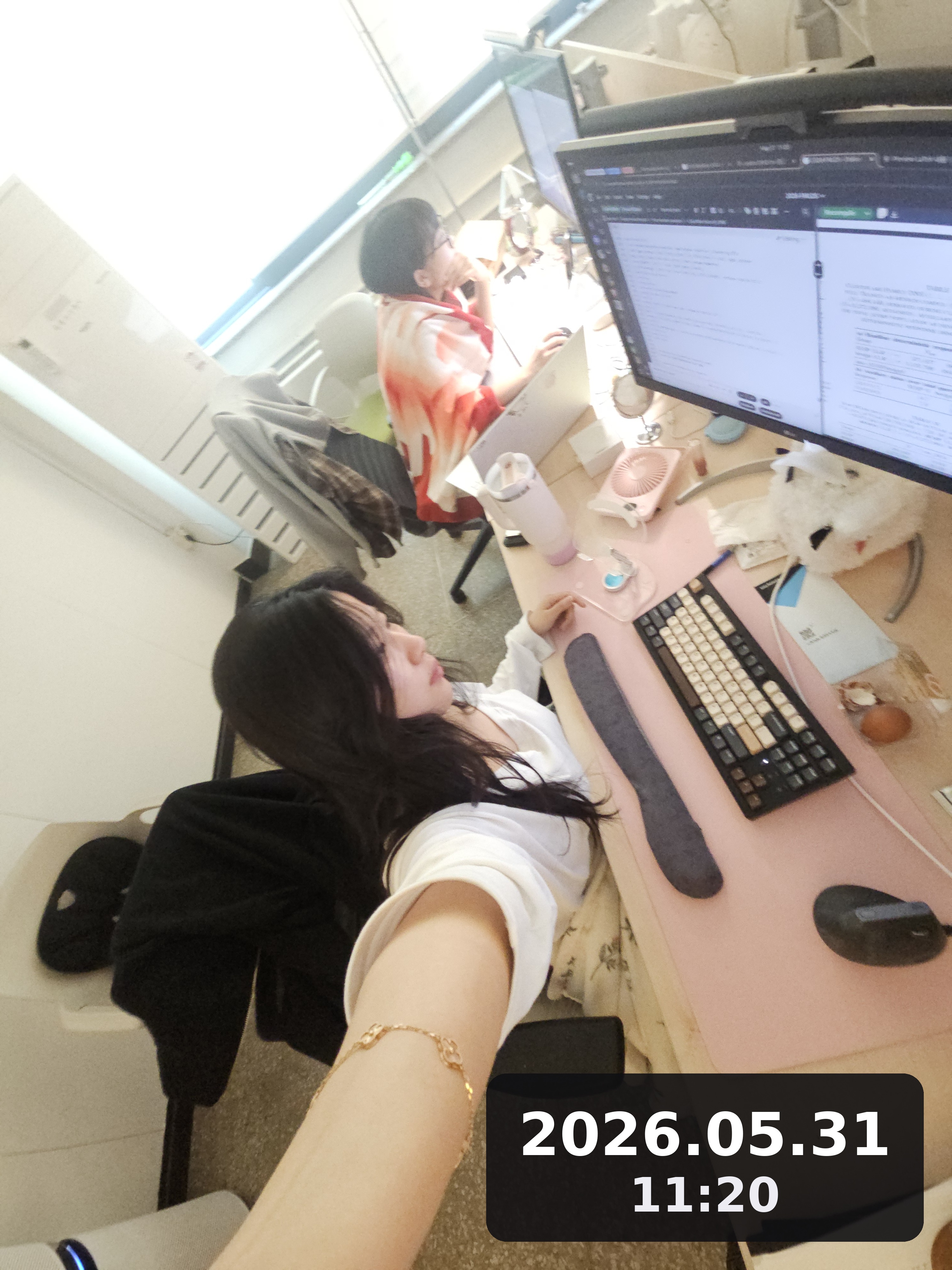 Slumped at the desk the morning after the all-nighter.
